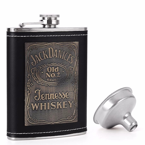 Other - Leather & Stainless Steel Jack Daniel's Flask NWT